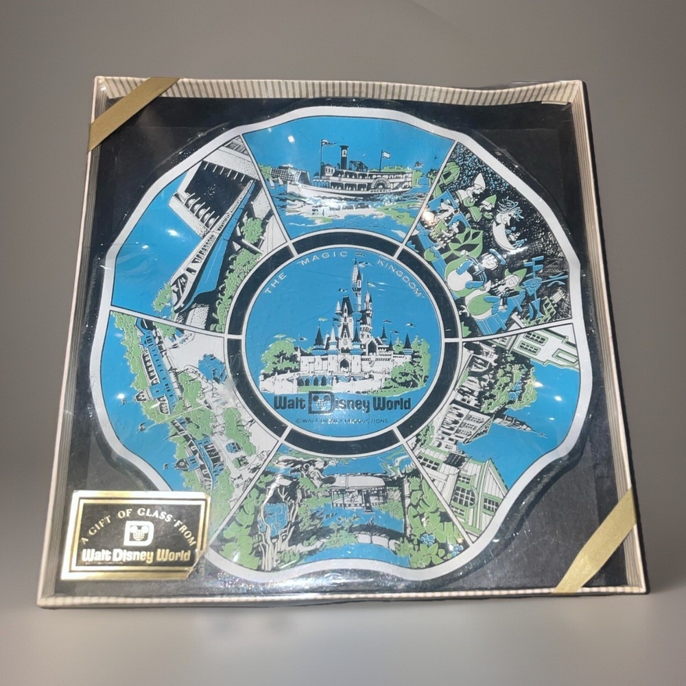 NIB Vintage 1970s Walt Disney World Glass Fluted Edge Bowl Or‎ Ashtray/Souvenir